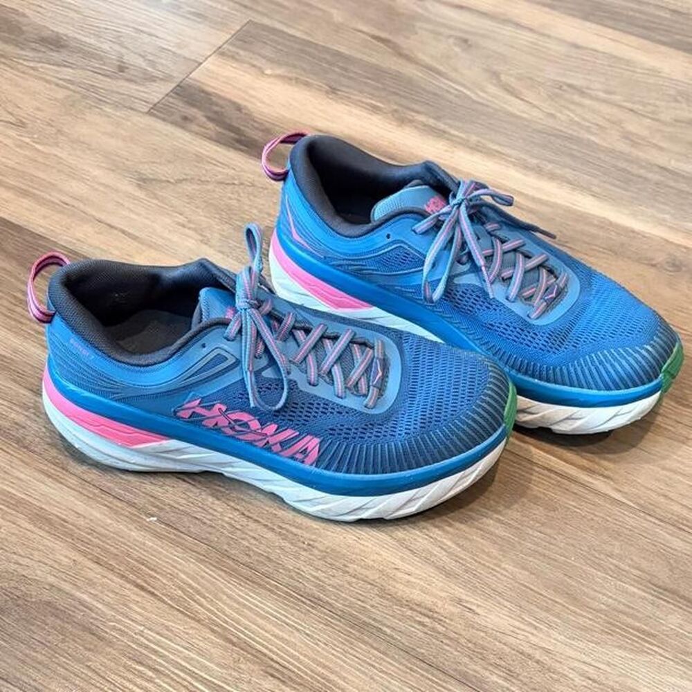 HOKA One One Bondi 7 Women’s 9.5 Vallarta Blue Phlox Pink Running Shoes